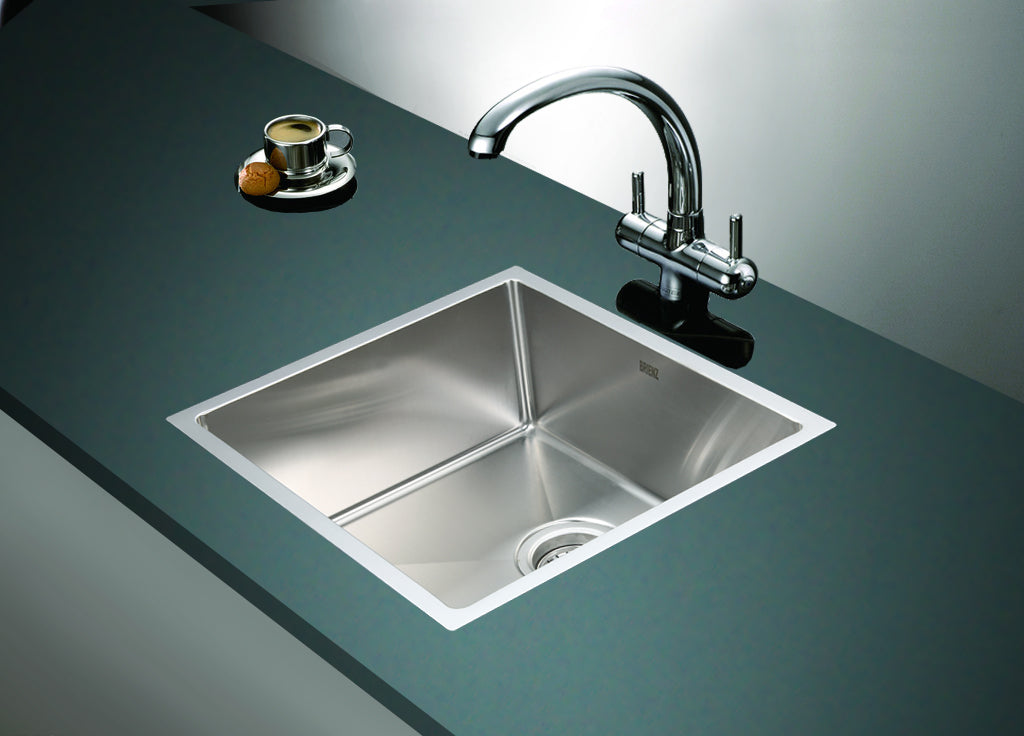 490x440mm Handmade Stainless Steel Undermount / Topmount Kitchen Laundry Sink with Waste - image5