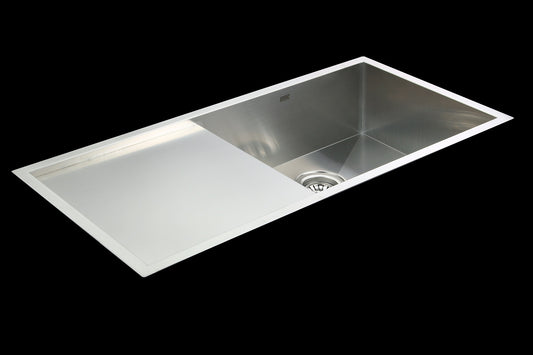 960x450mm Handmade Stainless Steel Undermount / Topmount Kitchen Sink with Waste - image1