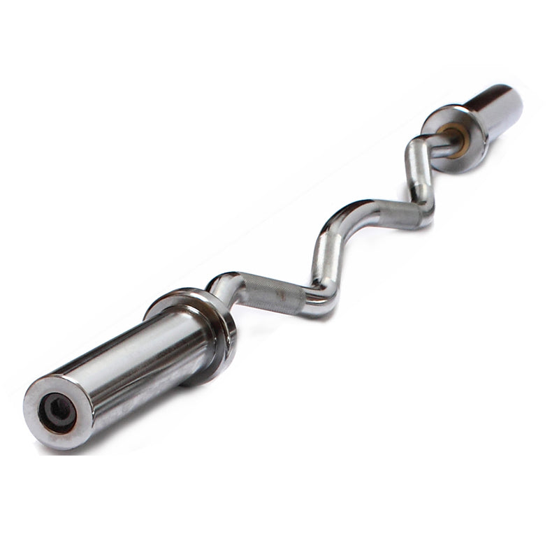 Chrome Olympic Curl Bar Barbell Heavy Duty EZ with Spring Collars - image2