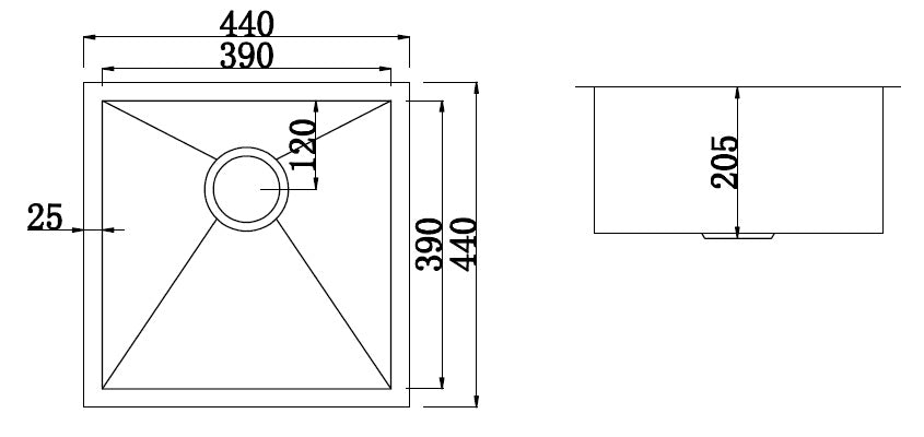 Stainless Steel Sink - 440 x 440mm - image3