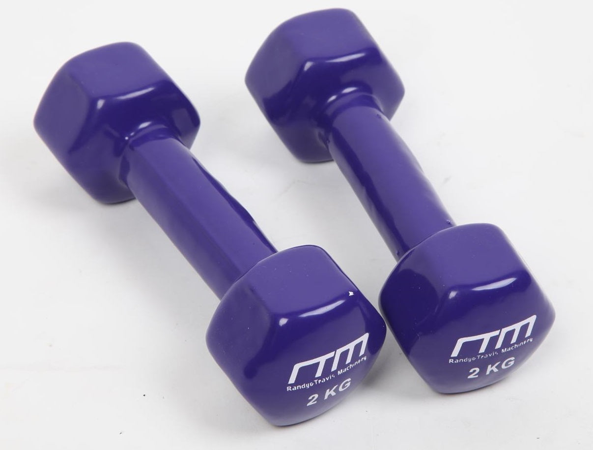 2kg Dumbbells Pair PVC Hand Weights Rubber Coated - image2