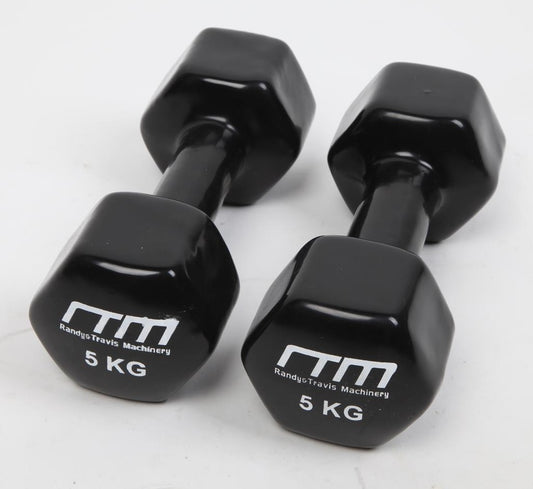 5kg Dumbbells Pair PVC Hand Weights Rubber Coated - image1
