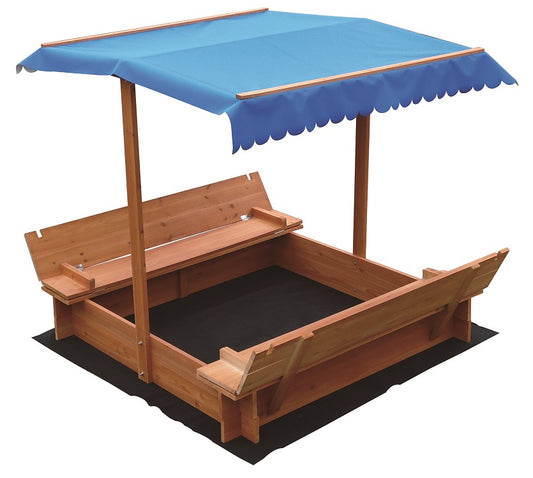 Kids Wooden Toy Sandpit with Canopy - image1