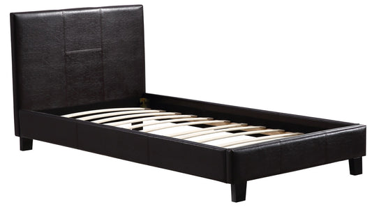 Single PU Leather Bed Frame Brown - image1