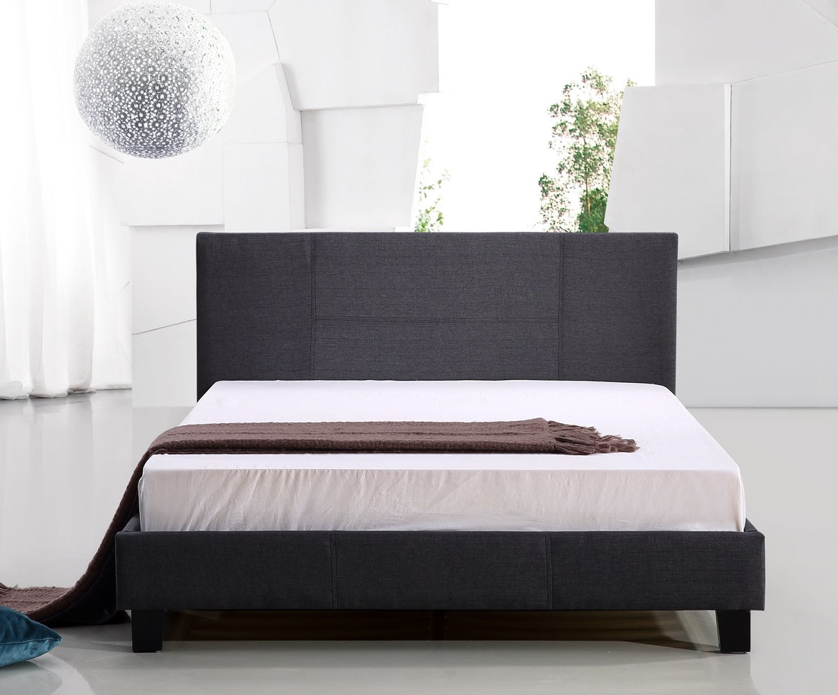 Queen Linen Fabric Bed Frame Grey - image2