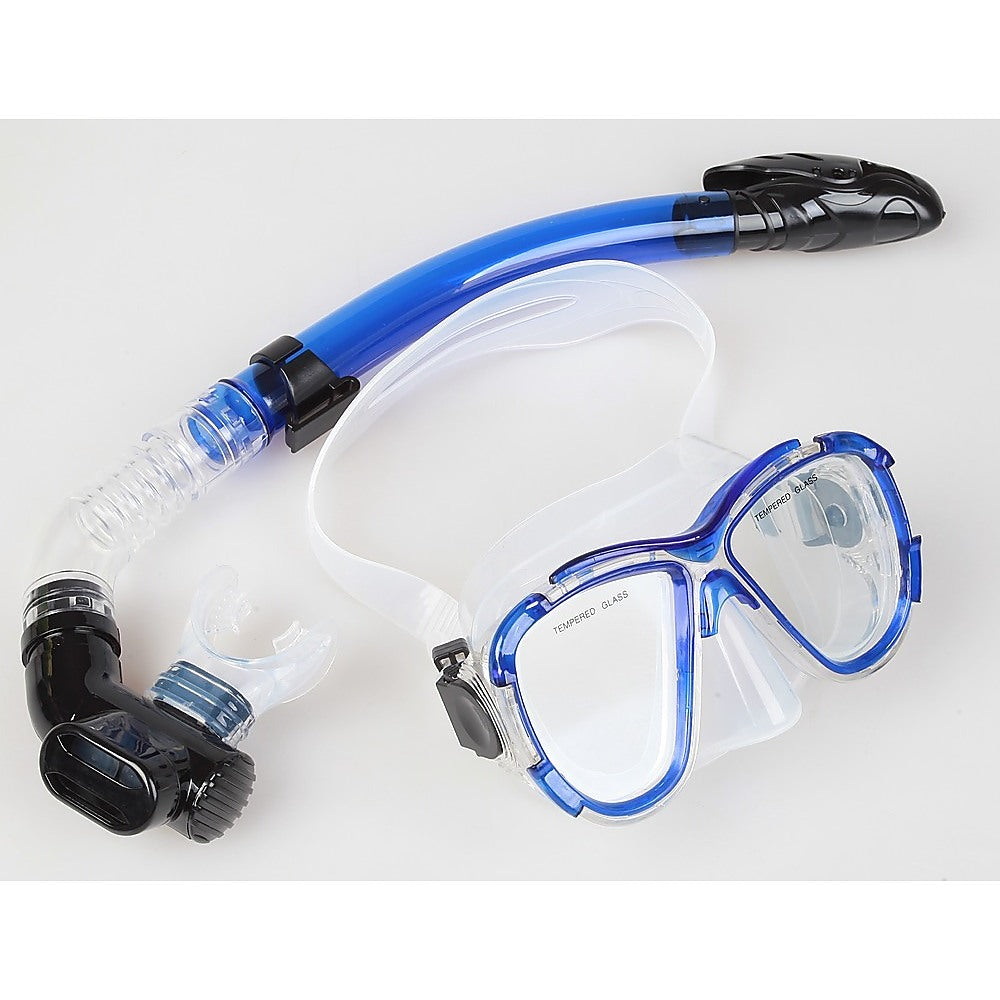 Adult Snorkeling Swimming Diving Mask & Snorkel - Quality Tempered Glass - image1