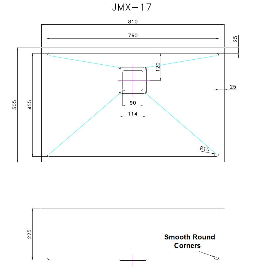 810x505mm Handmade 1.5mm Stainless Steel Undermount / Topmount Kitchen Sink with Square Waste - image7