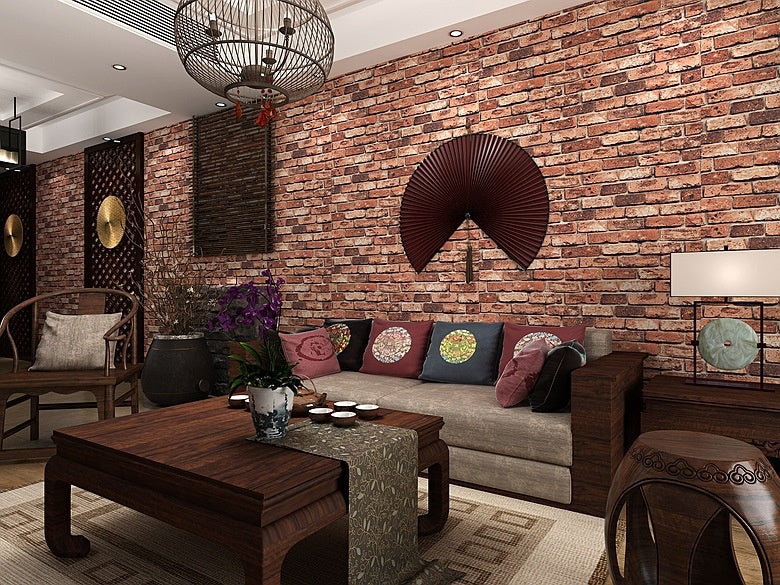 10m 3D Red Brick Print Theme Wallpaper - image1