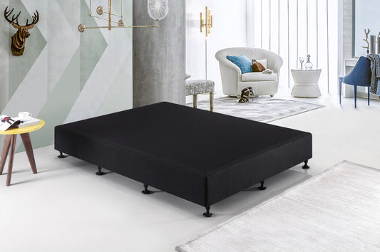 King Single Ensemble Bed Base Midnight Black Linen Fabric - image1