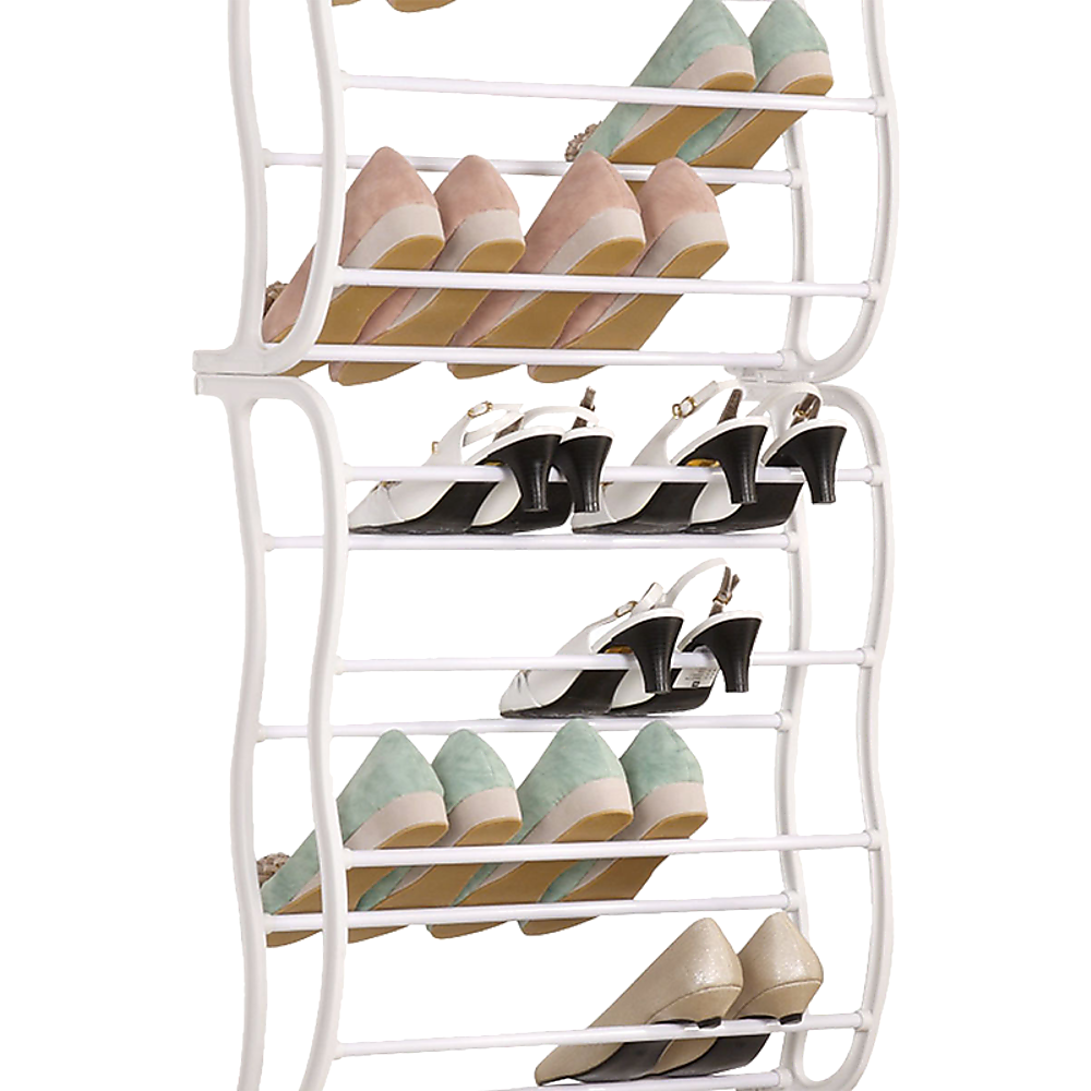 36 Pair Shoe Holder Organiser Over The Door Hanging Shelf Rack Storage Hook - image2