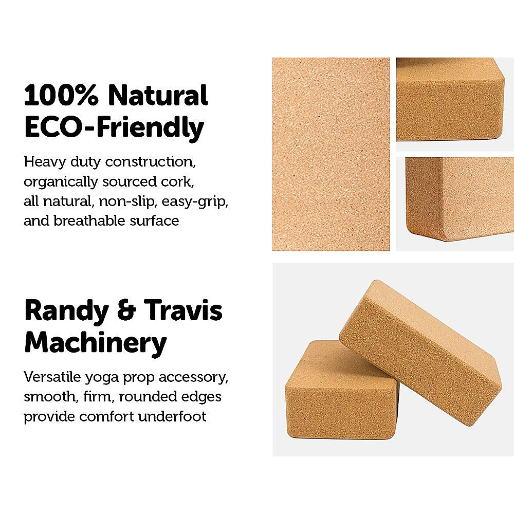 2x ECO-Friendly Cork Yoga Block Organic Yoga Prop Accessory Exercise Brick - image4