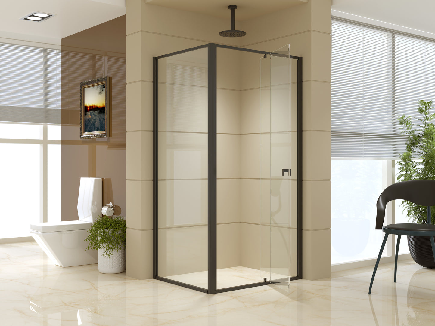 Semi Frameless Shower Screen (98~106)x 195cm & (77~80)x 195cm Side AS/NZS Glass - image2