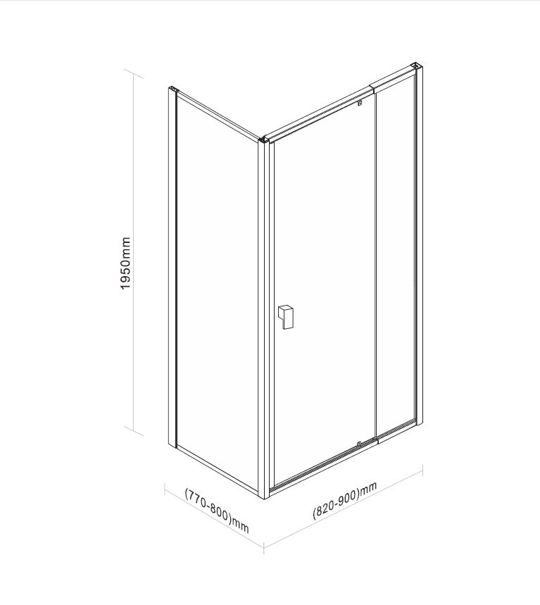 Semi Frameless Shower Screen (98~106)x 195cm & (77~80)x 195cm Side AS/NZS Glass - image3