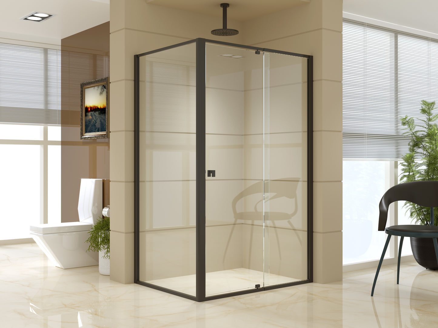 Semi Frameless Shower Screen (114~122)x 195cm & (89~92)x 195cm Side AS/NZS Glass - image1