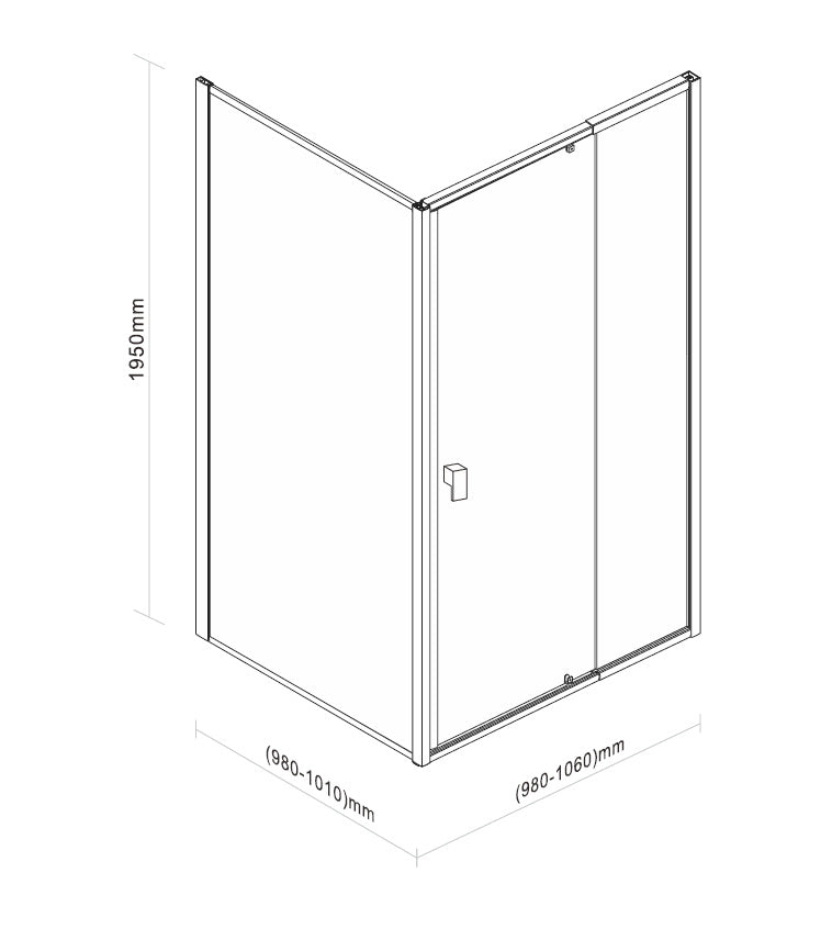 Semi Frameless Shower Screen (98~106)x 195cm & (98~101)x 195cm Side AS/NZS Glass - image3