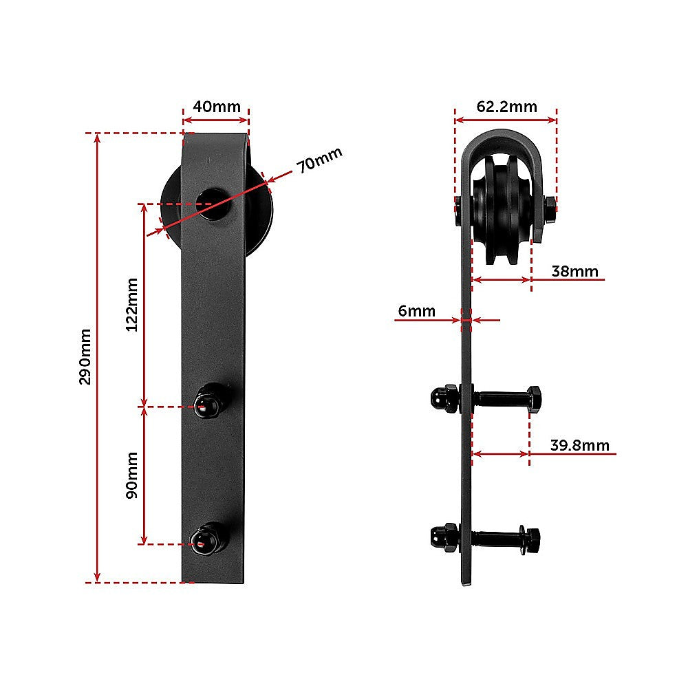 1.8m Sliding Barn Door Hardware Heavy Duty Sturdy Kit - image11