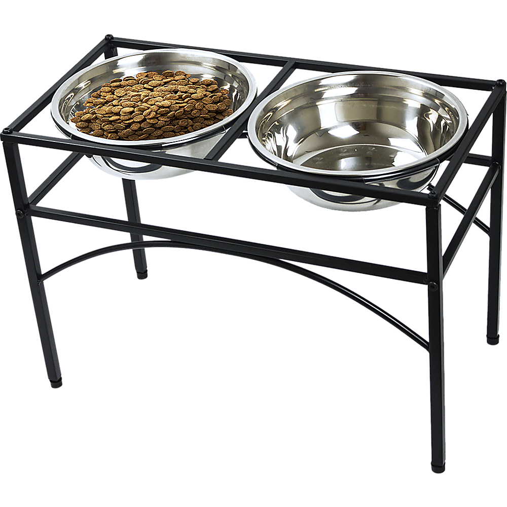 Dual Elevated Raised Pet Dog Puppy Feeder Bowl Stainless Steel Food Water Stand - image1