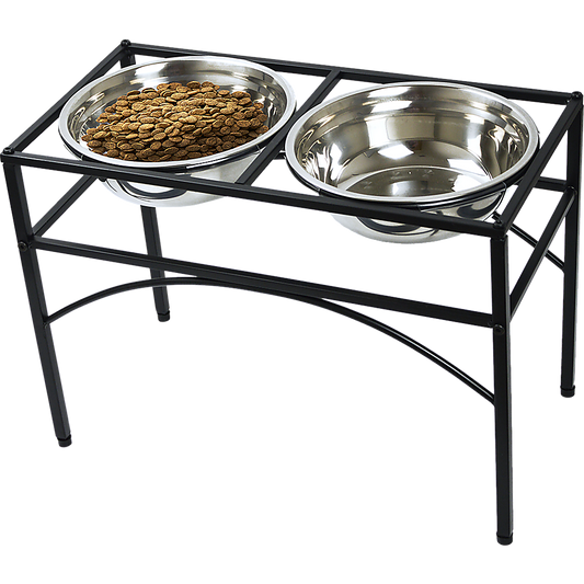 Dual Elevated Raised Pet Dog Puppy Feeder Bowl Stainless Steel Food Water Stand - image1