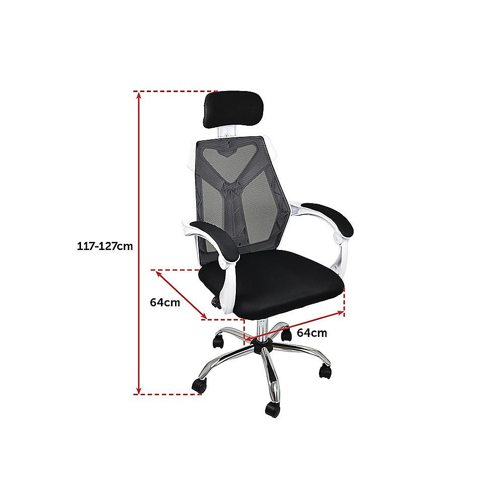 Office Chair Gaming Computer Chairs Mesh Back Foam Seat - White - image9