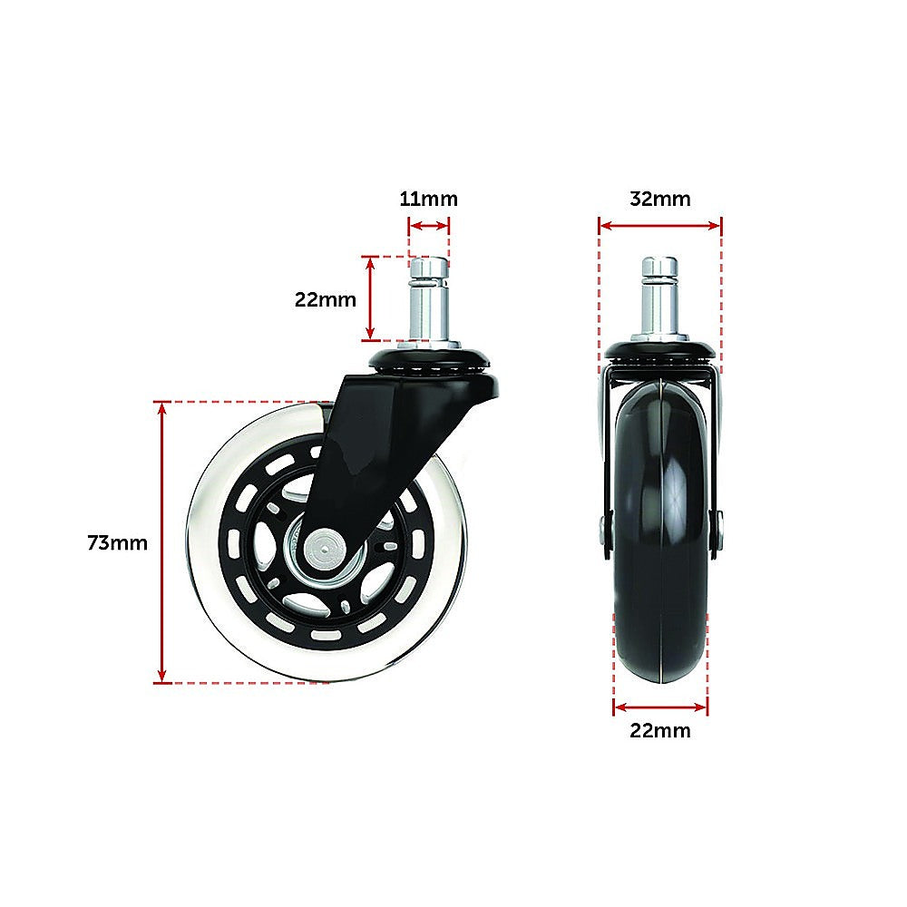 5x Office Chair Caster Wheels Set Heavy Duty & Safe for All Floors w/Universal Fit - image6