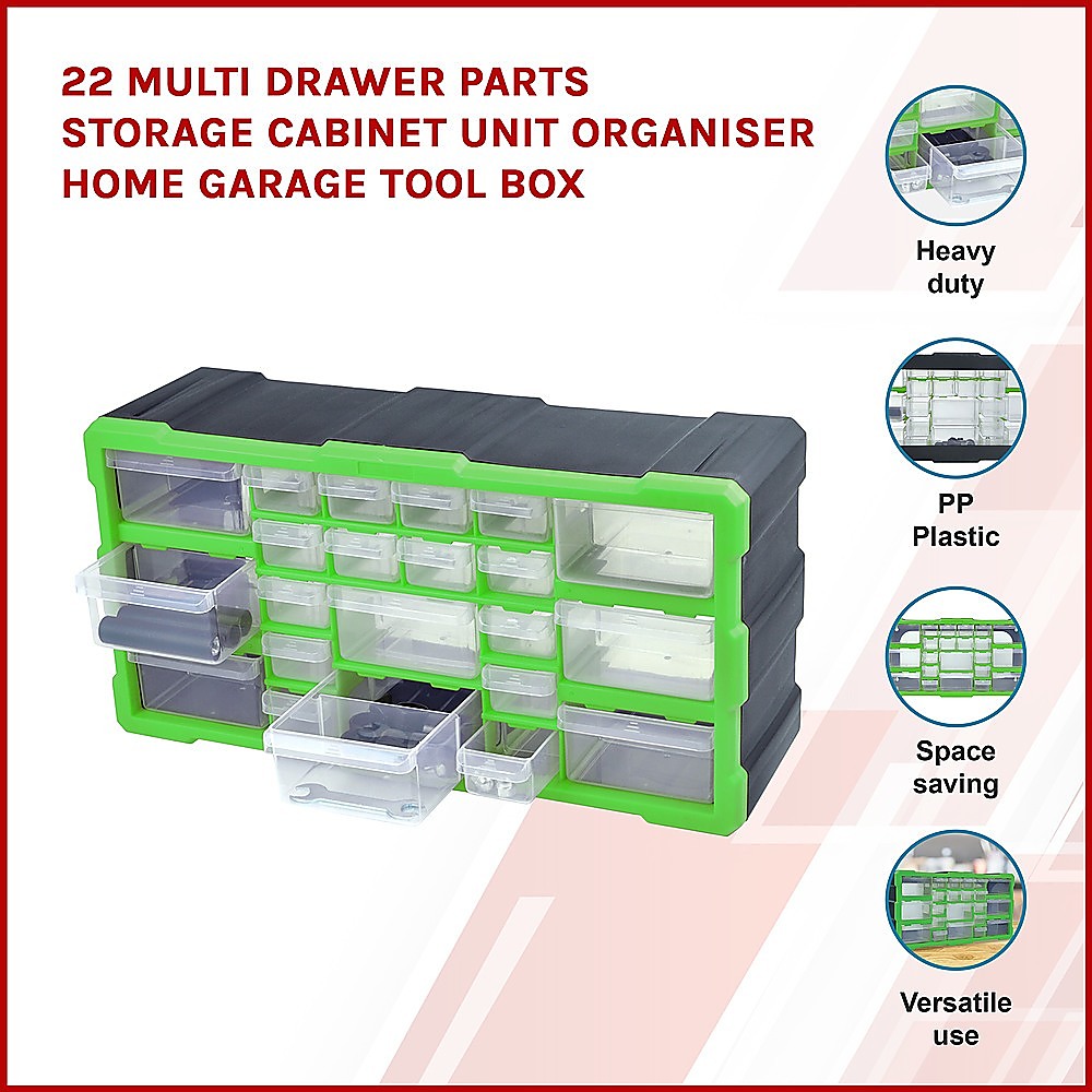 22 Multi Drawer Parts Storage Cabinet Unit Organiser Home Garage Tool Box - image3