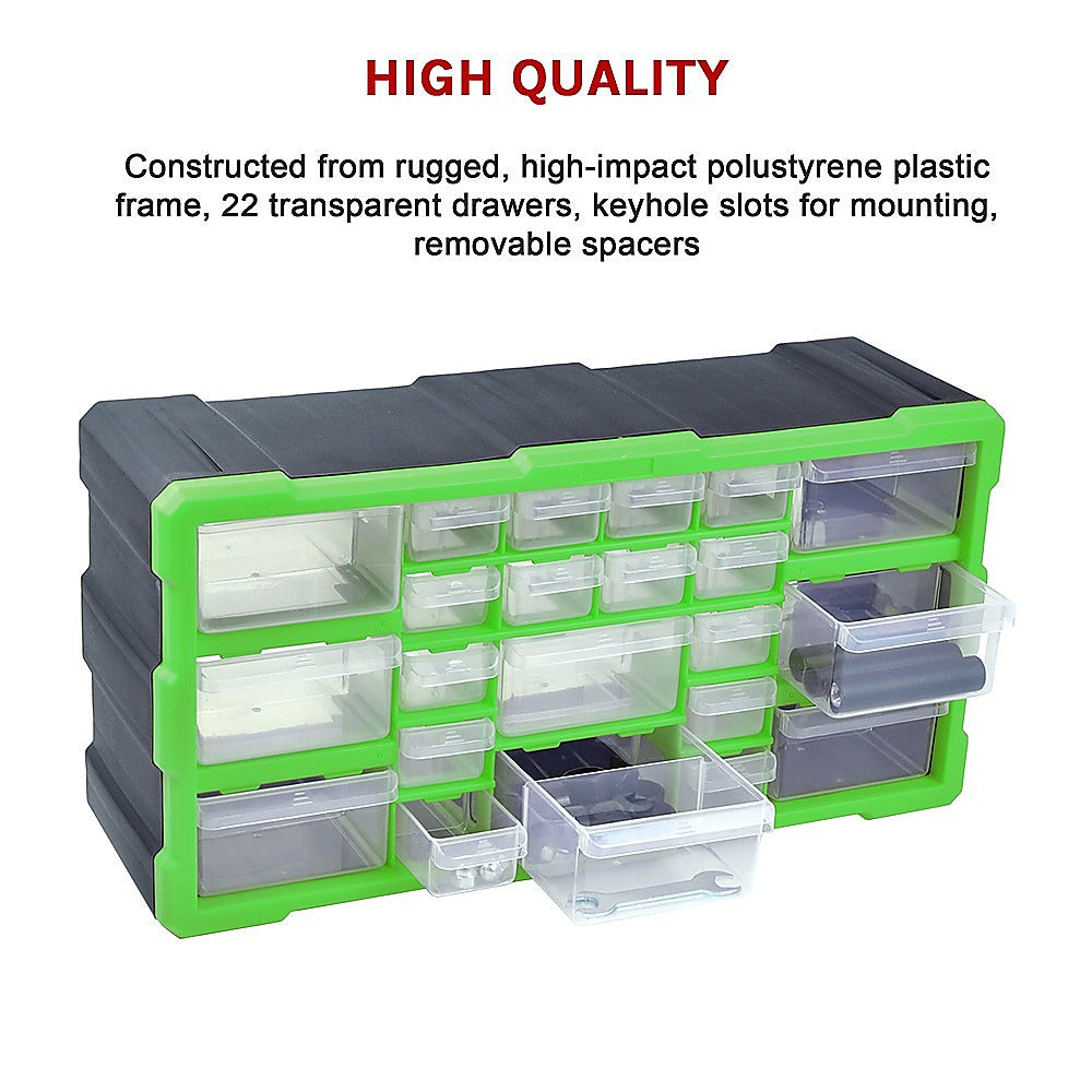 22 Multi Drawer Parts Storage Cabinet Unit Organiser Home Garage Tool Box - image6