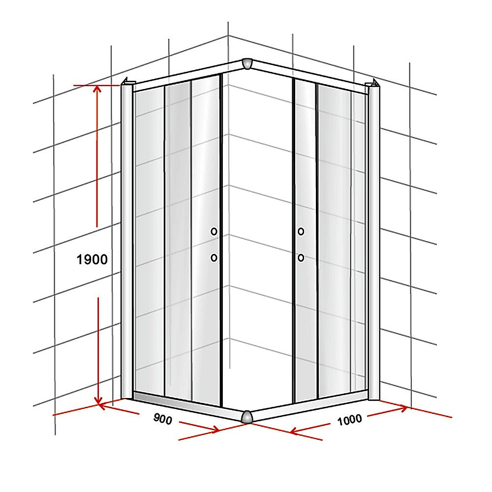 900 x 1000mm Sliding Door Nano Safety Glass Shower Screen By Della Francesca - image8