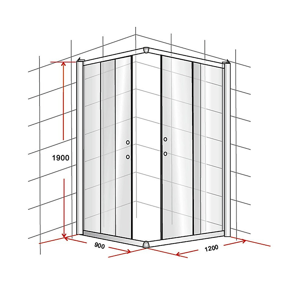 900 x 1200mm Sliding Door Nano Safety Glass Shower Screen By Della Francesca - image8