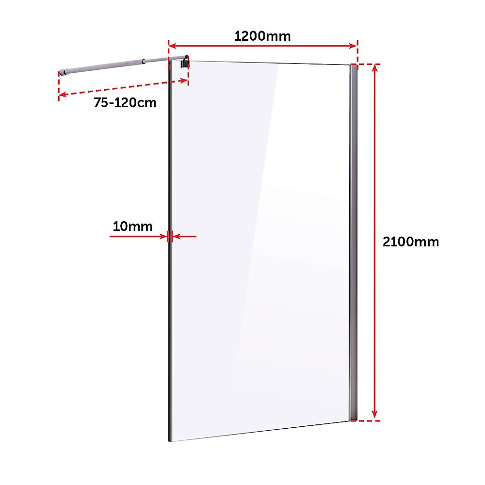 1200 x 2100mm Frameless 10mm Safety Glass Shower Screen - image5