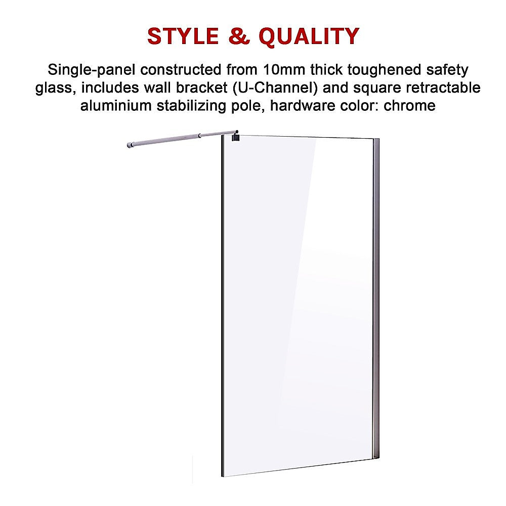 1200 x 2100mm Frameless 10mm Safety Glass Shower Screen - image4