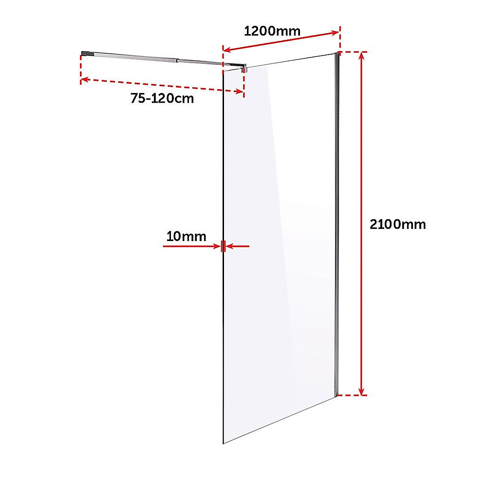 1200 x 2100mm Frameless 10mm Safety Glass Shower Screen - image6