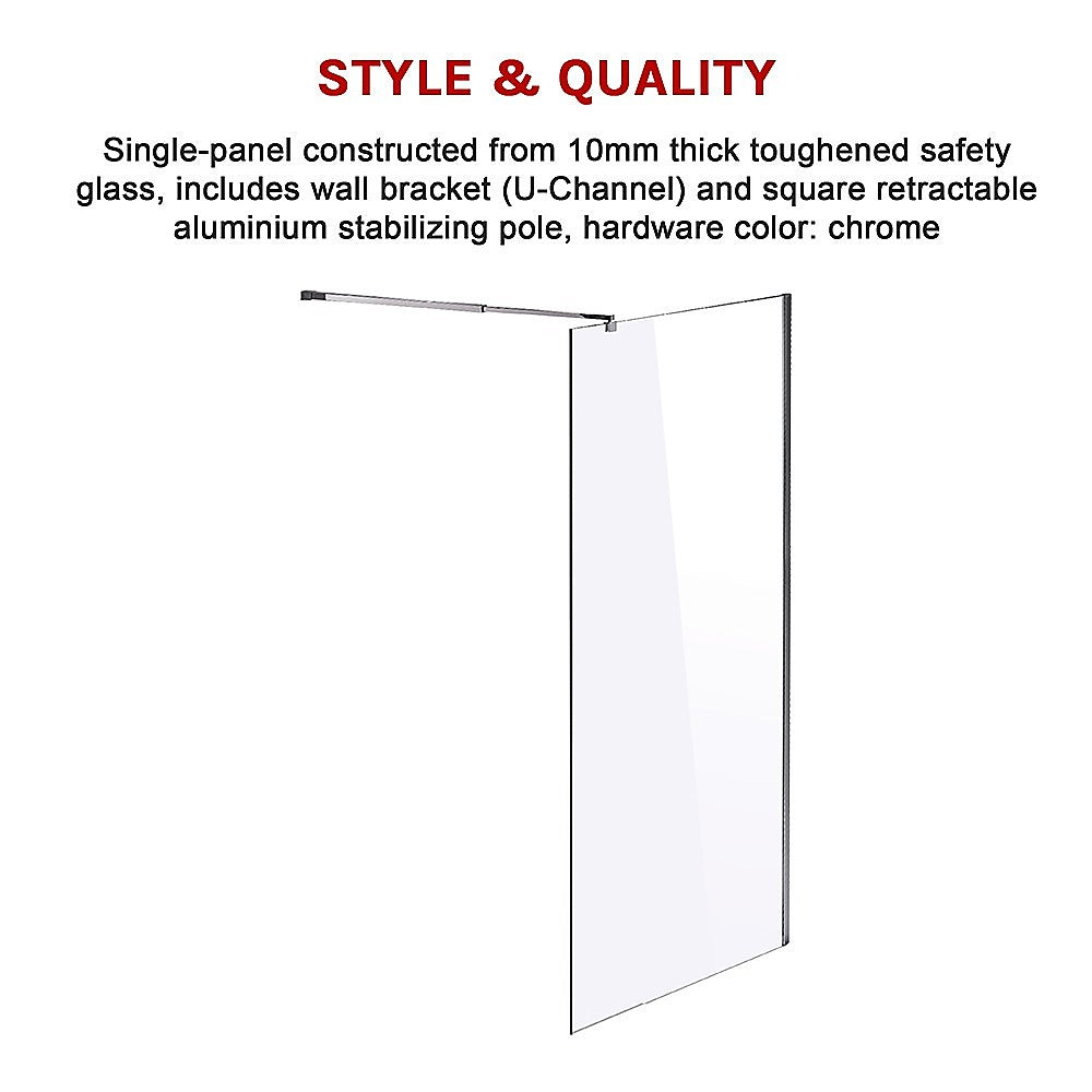 1200 x 2100mm Frameless 10mm Safety Glass Shower Screen - image5