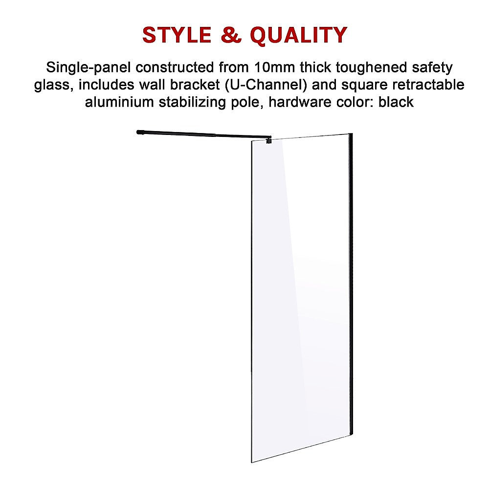 1000 x 2000mm Frameless 10mm Safety Glass Shower Screen - image5