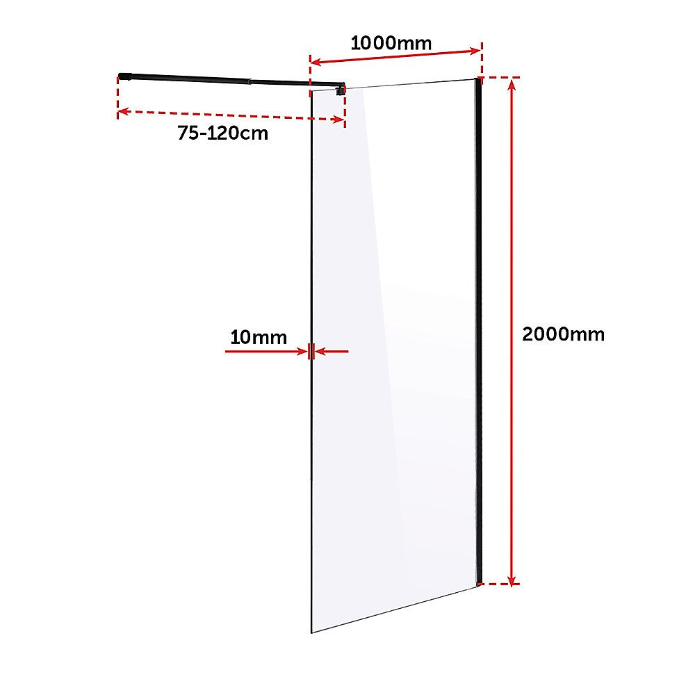 1000 x 2000mm Frameless 10mm Safety Glass Shower Screen - image6