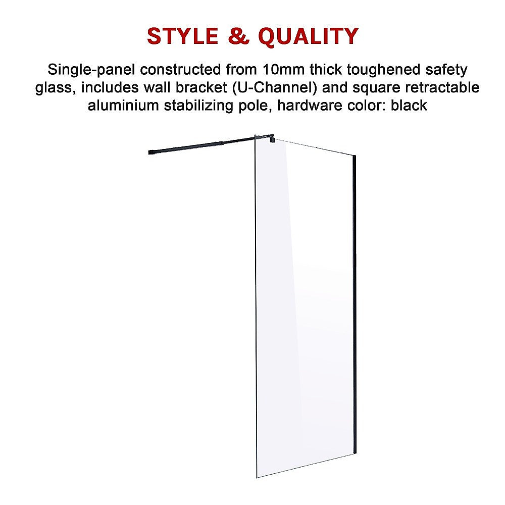 1200 x 2000mm Frameless 10mm Safety Glass Shower Screen - image6