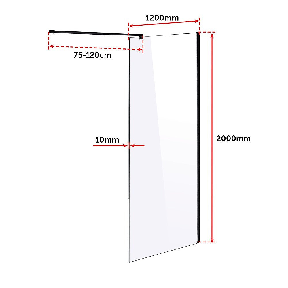 1200 x 2000mm Frameless 10mm Safety Glass Shower Screen - image7