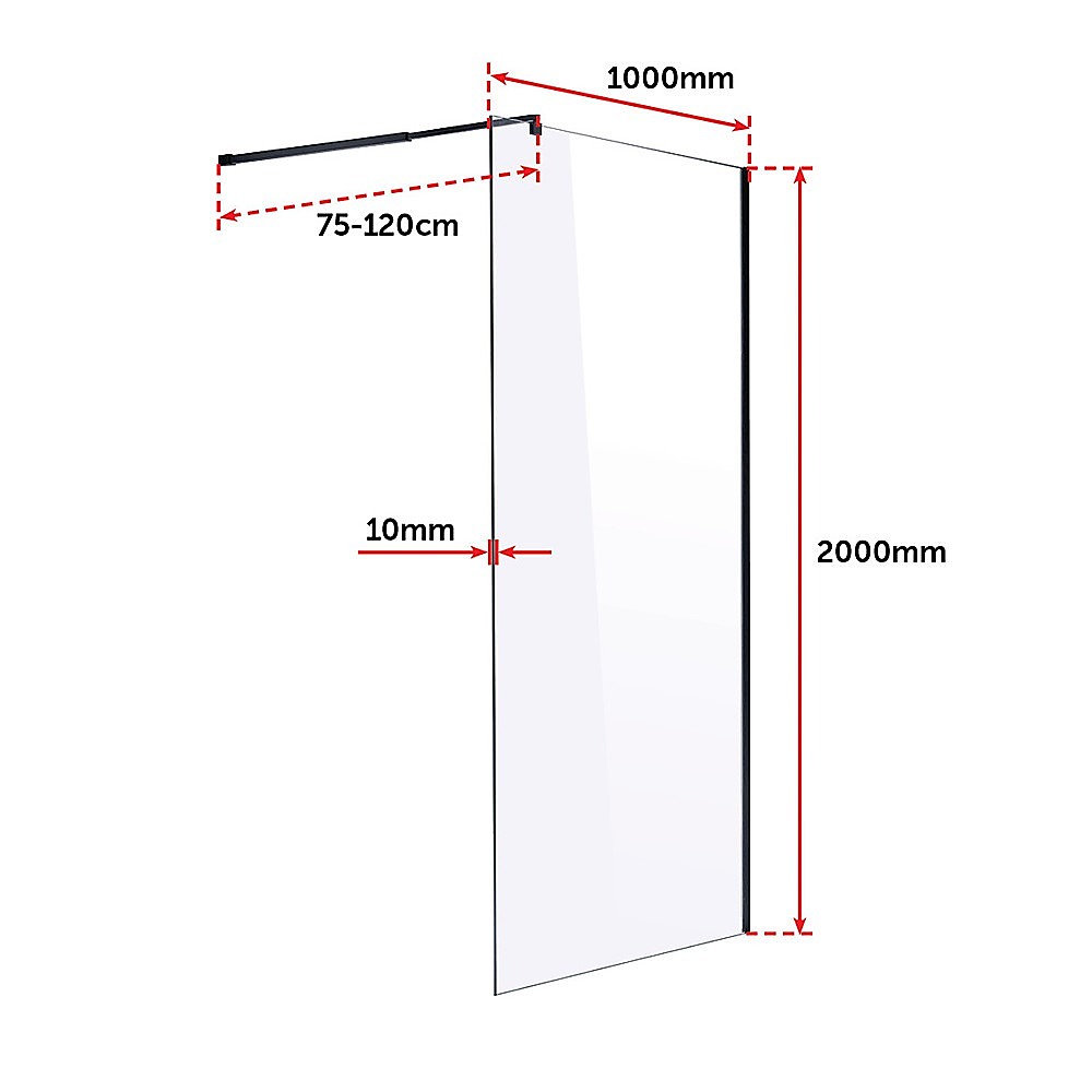 1000 x 2000mm Frameless 10mm Safety Glass Shower Screen - image7