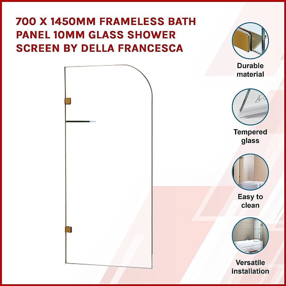 700 x 1450mm Frameless Bath Panel 10mm Glass Shower Screen - image3