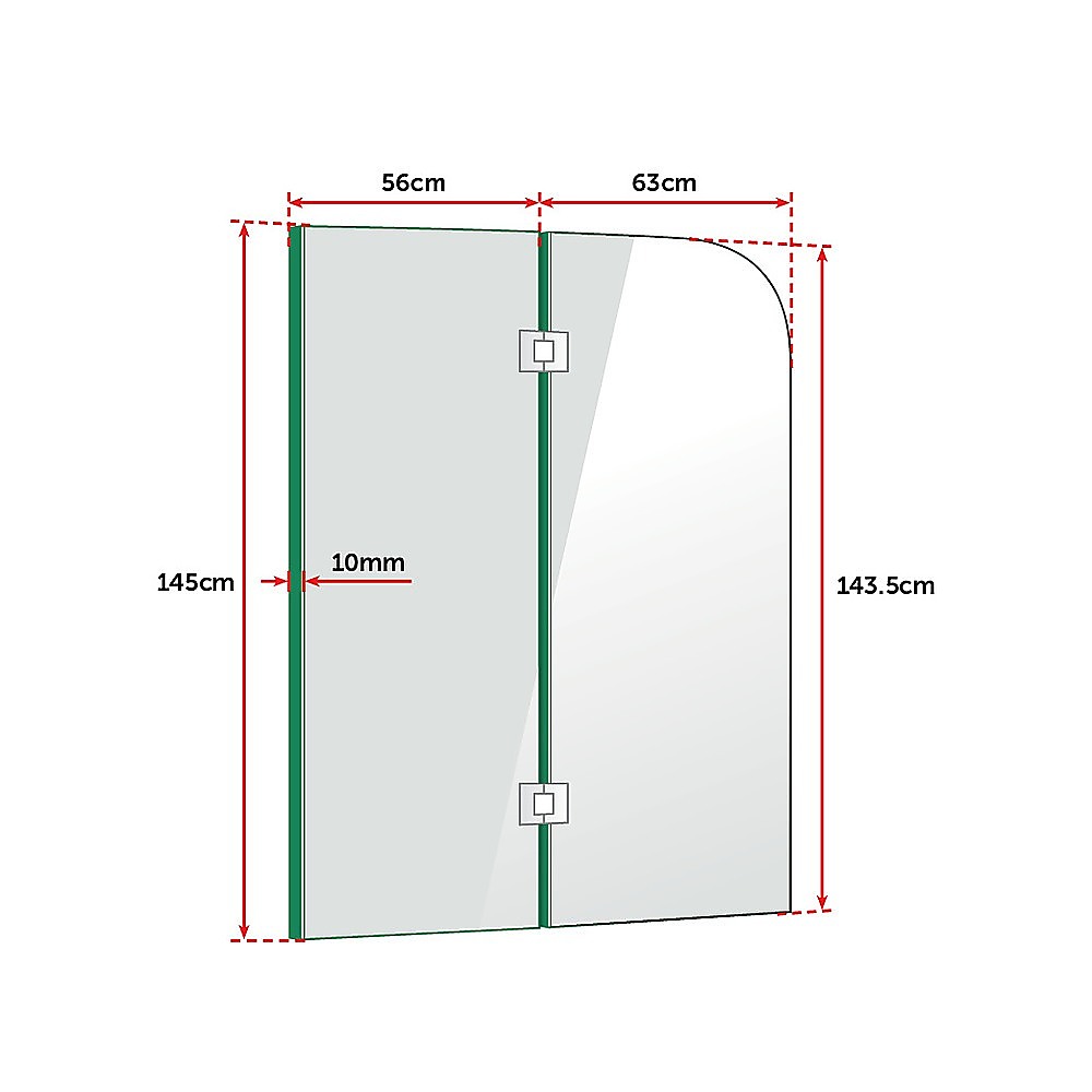 1200 x 1450mm Frameless Bath Panel 10mm Glass Shower Screen By Della Francesca - image5