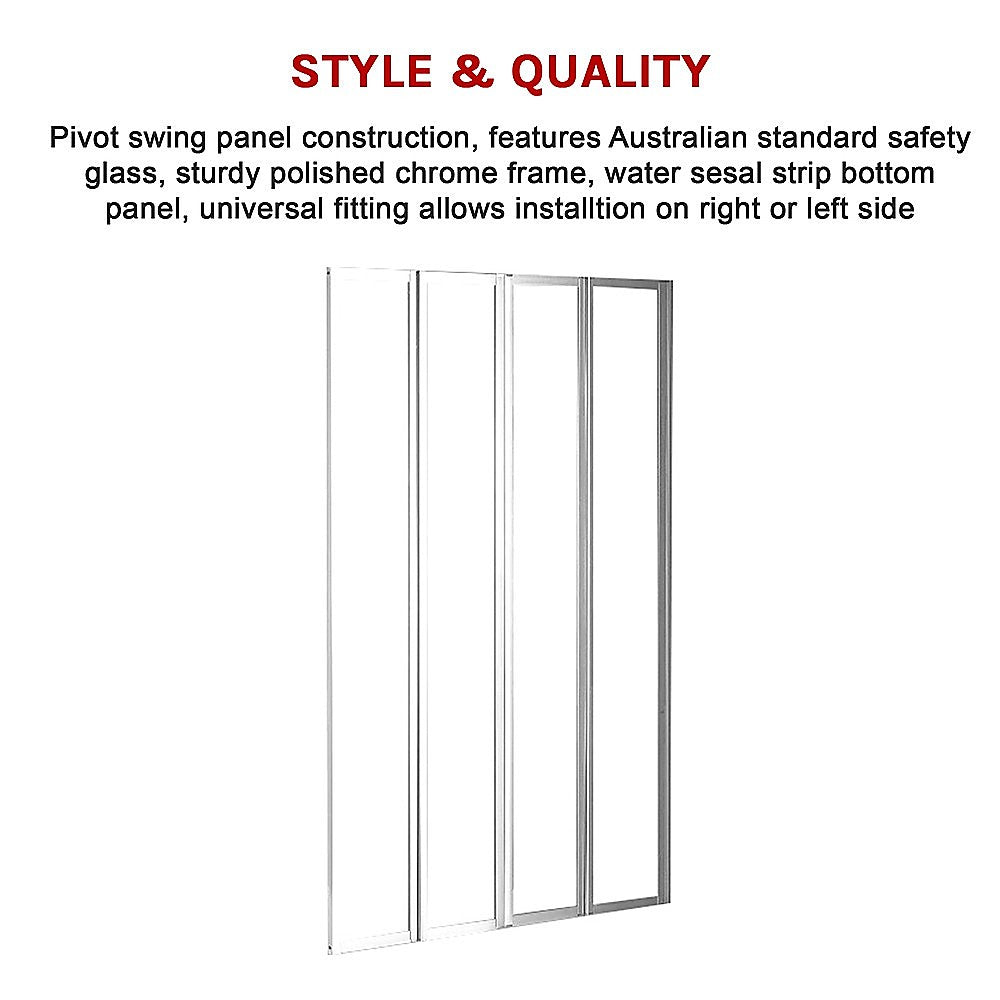 4 Fold Chrome Folding Bath Shower Screen Door Panel 1000 x 1400mm - image8