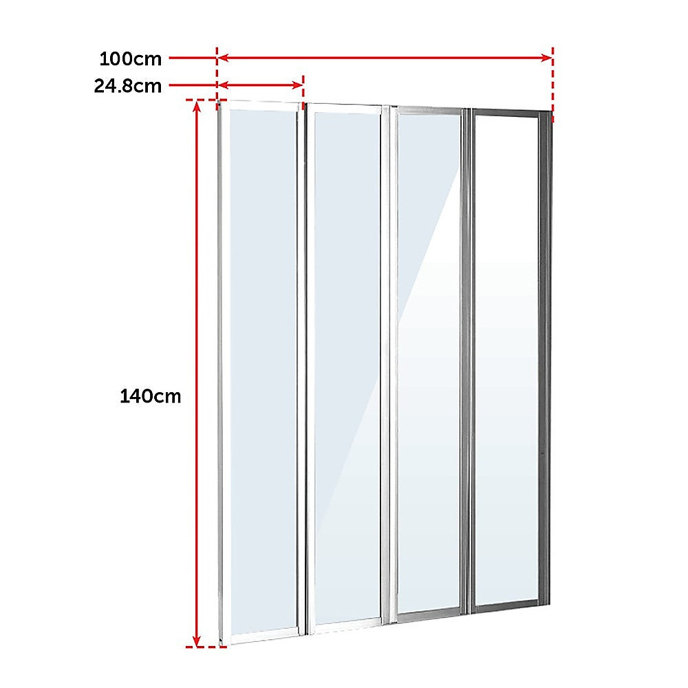 4 Fold Chrome Folding Bath Shower Screen Door Panel 1000 x 1400mm - image9