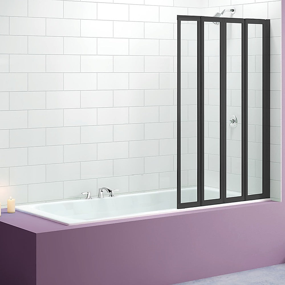 4 Fold Black Folding Bath Shower Screen Door Panel 1000 x 1400mm - image3