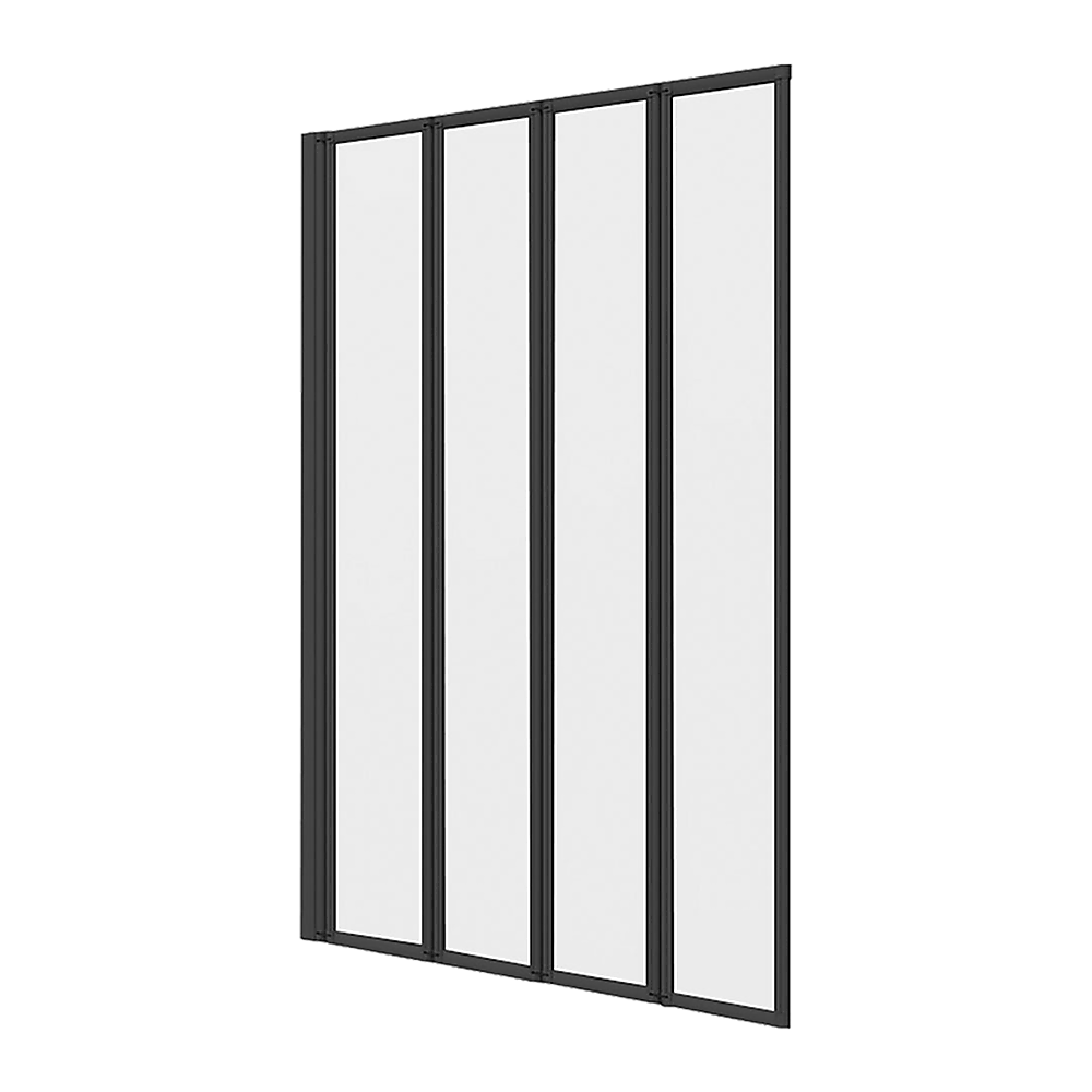 4 Fold Black Folding Bath Shower Screen Door Panel 1000 x 1400mm - image1