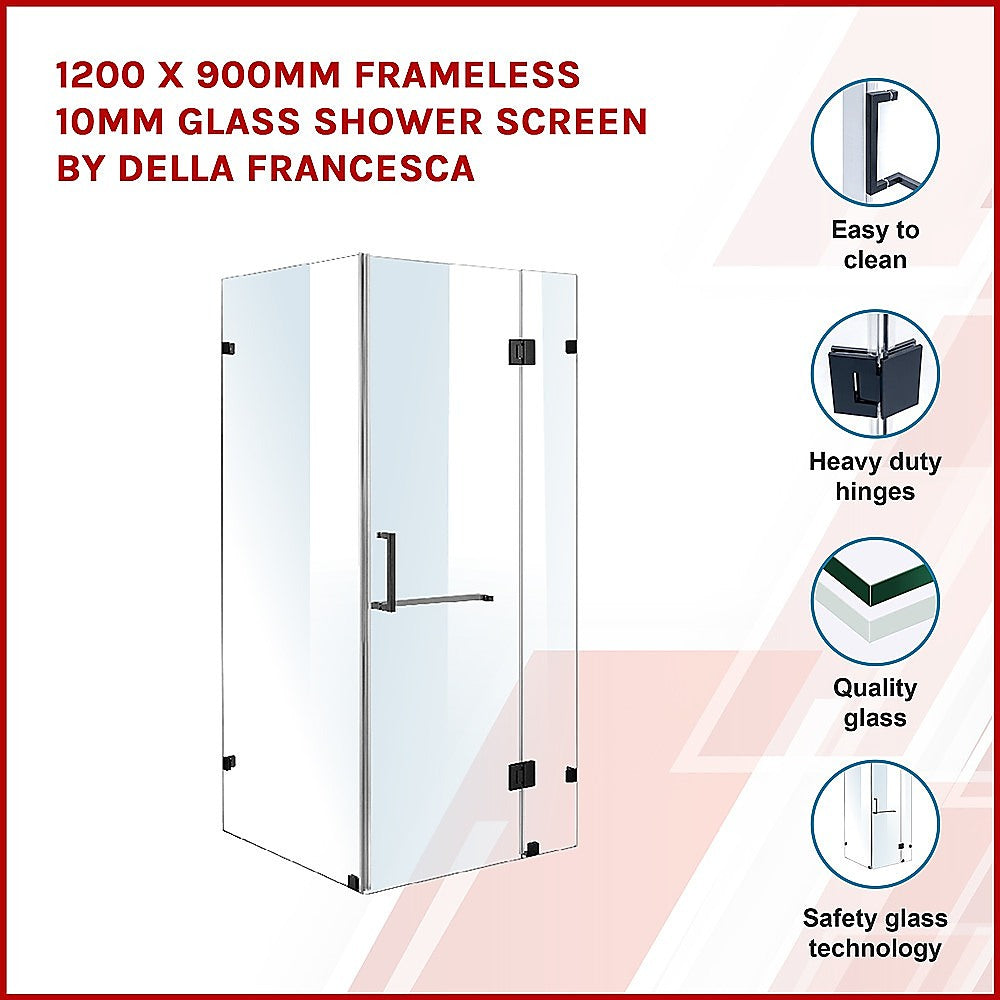 1200 x 900mm Frameless 10mm Glass Shower Screen By Della Francesca - image3