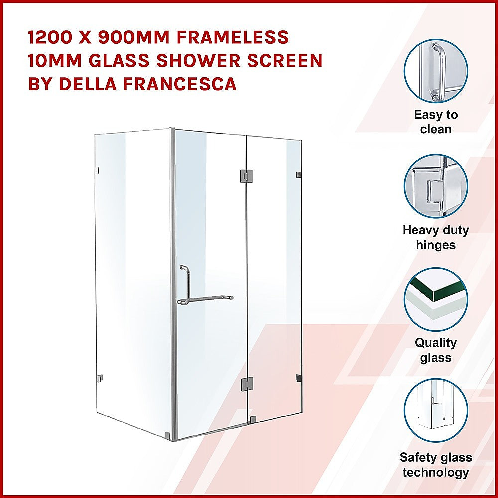 1200 x 900mm Frameless 10mm Glass Shower Screen By Della Francesca - image3