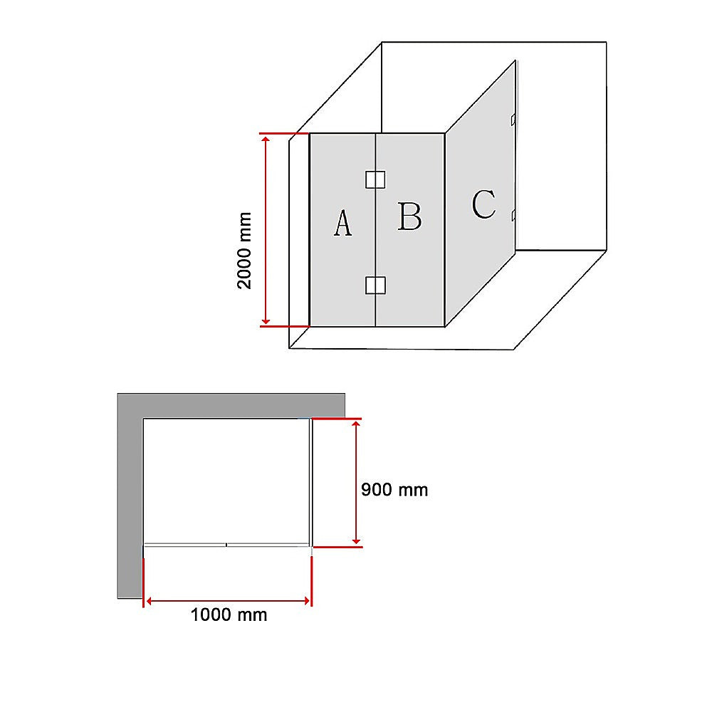 1000 x 900mm Frameless 10mm Glass Shower Screen - image8