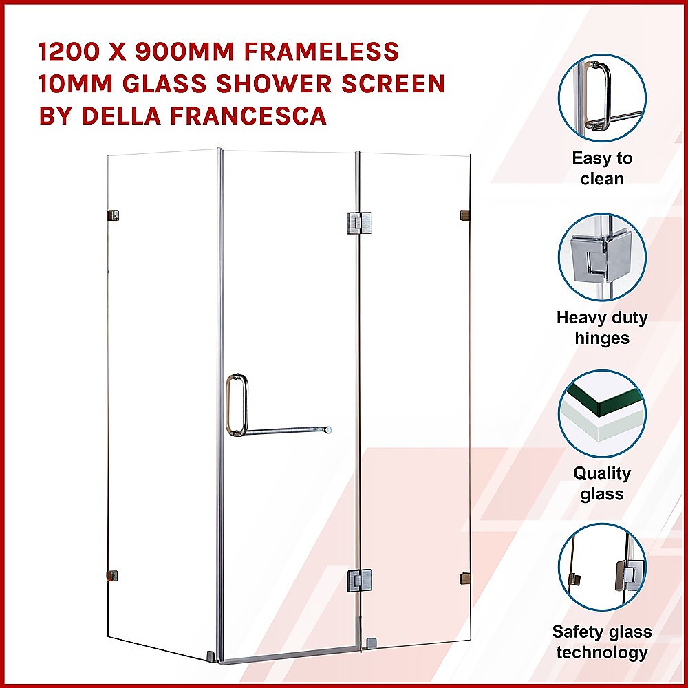 1200 x 900mm Frameless 10mm Glass Shower Screen - image3