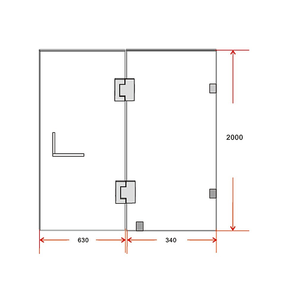 100 x 200cm Wall to Wall Frameless Shower Screen 10mm Glass By Della Francesca - image4