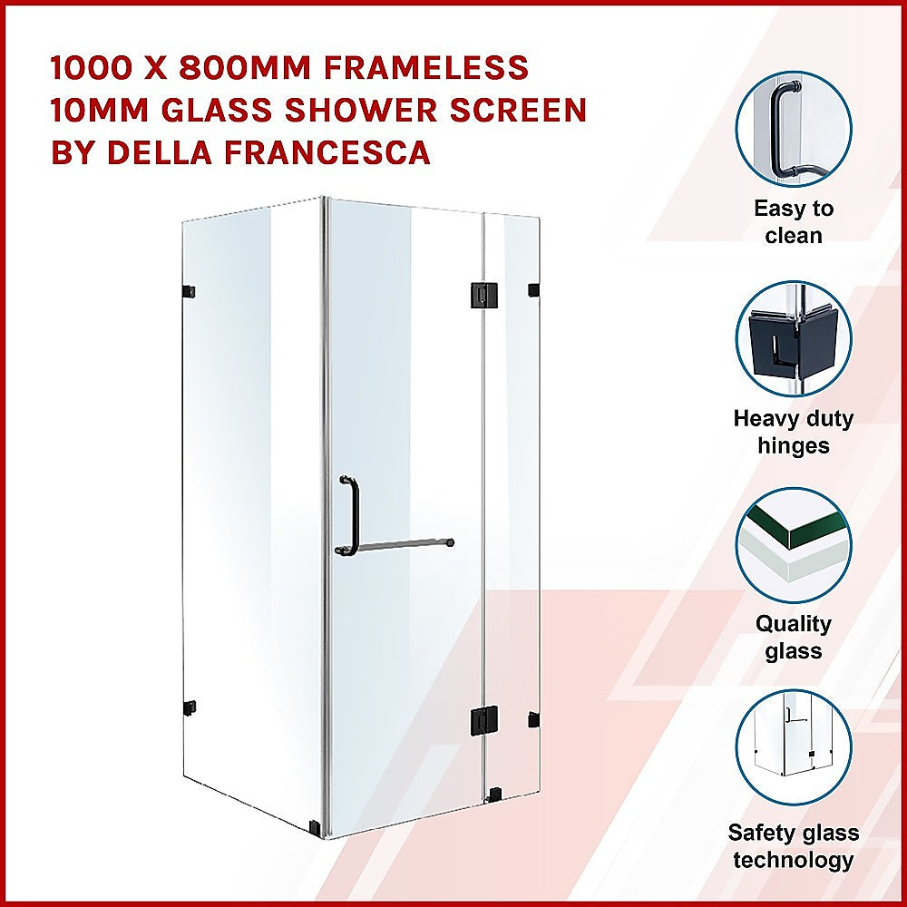 1000 x 800mm Frameless 10mm Glass Shower Screen By Della Francesca - image3