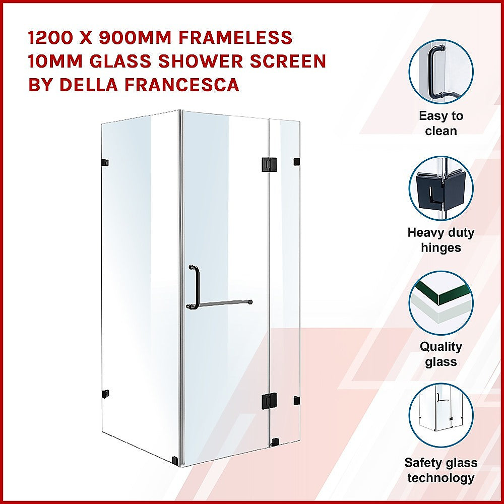 1200 x 900mm Frameless 10mm Glass Shower Screen By Della Francesca - image3